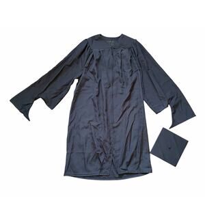 Oak Hall Green Weaver Unisex Black Graduation Masters Cap and Gown Sz 5'6"-5'8"